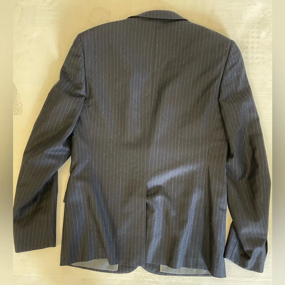 rag & bone The Icon Pinstripe Wool Suit Jacket in Charcoal‎ Size 38 $695